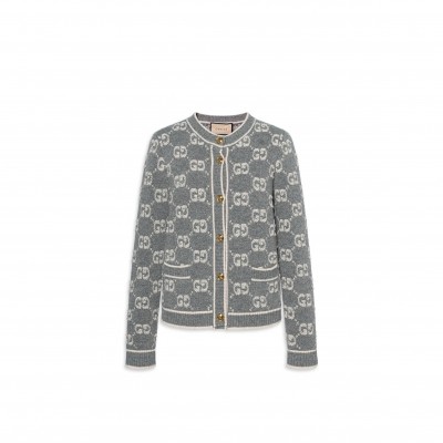 GUCCI WOOL JACQUARD KNIT CARDIGAN 713300